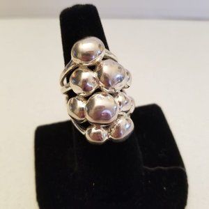 Solid 925 Sterling Silver Wide Dome Multi Bubble Statement Ring Sz 7 17.6 Grams